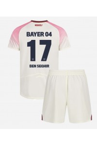 Bayer Leverkusen Eliesse Ben Seghir #17 Jalkapallovaatteet Lasten Vieraspeliasu 2025-26 Lyhythihainen (+ Lyhyet housut)